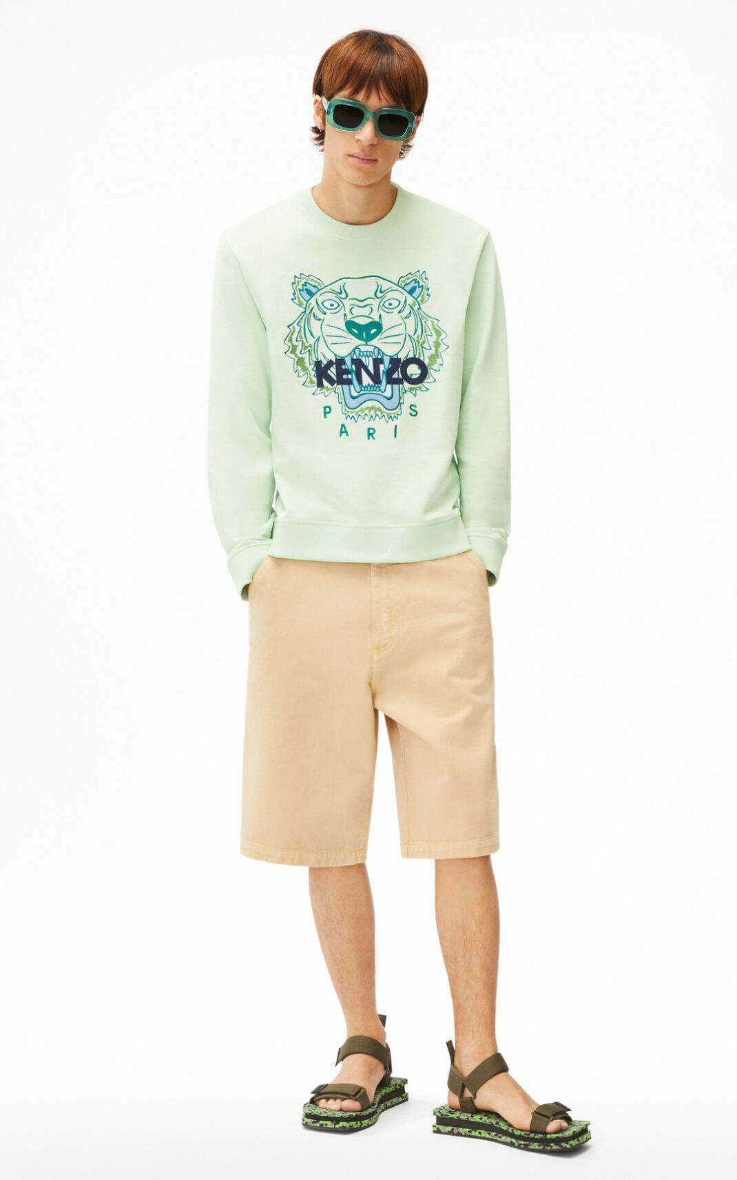 Sweat Kenzo Tiger Homme Vert | UELT-24671